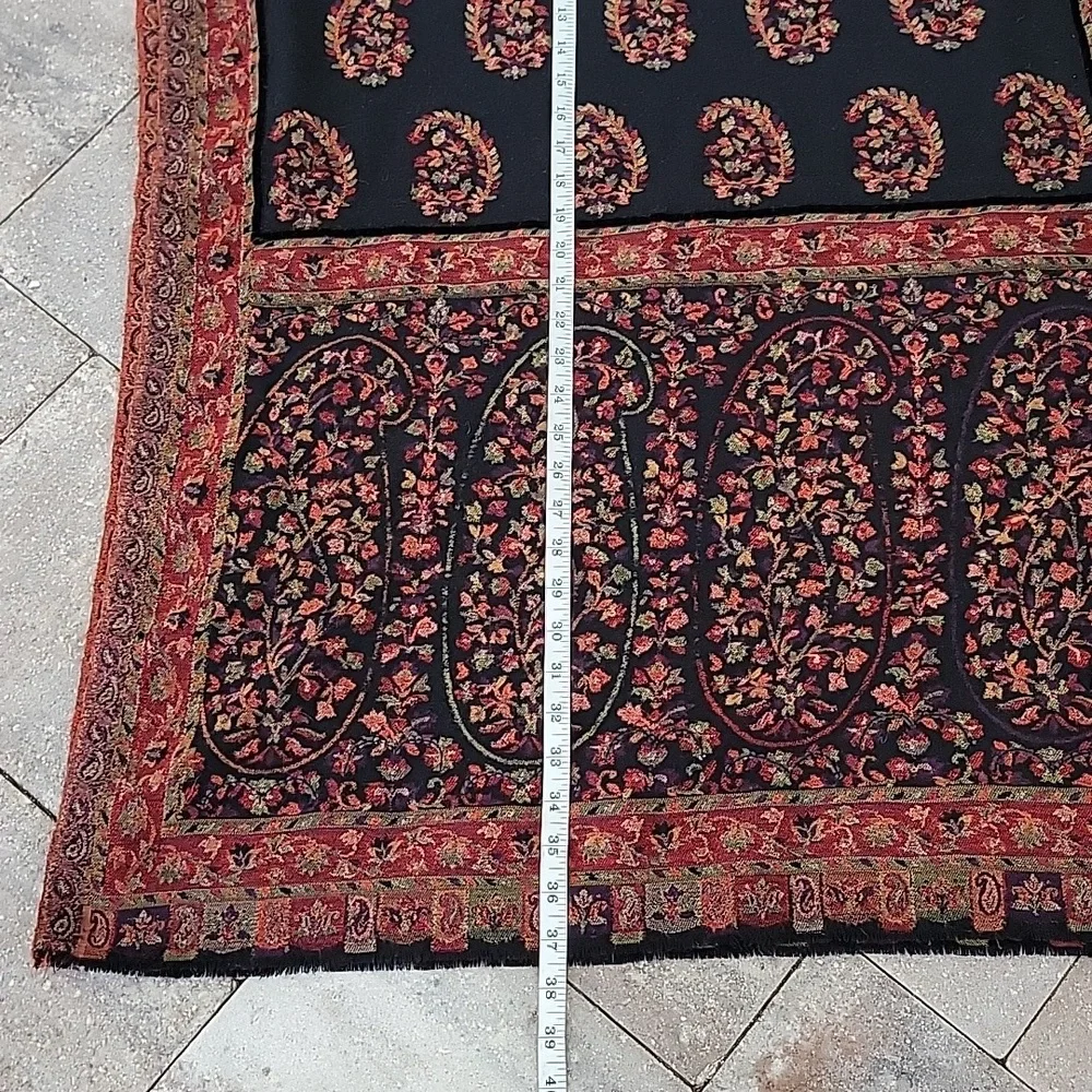 Bajra Wool Scarf Shawl Wrap Handmade in Nepal 75 inches Long Velvet Pipping